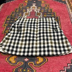 J. Crew Black and White Plaid wool short skirt